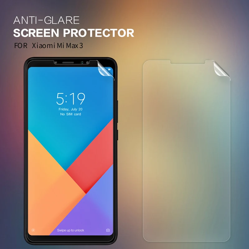 

2 pcs/lot NILLKIN Anti-Glare Matte Screen Protector protective film for xiaomi mi max 3 (mi max3) with retailed package