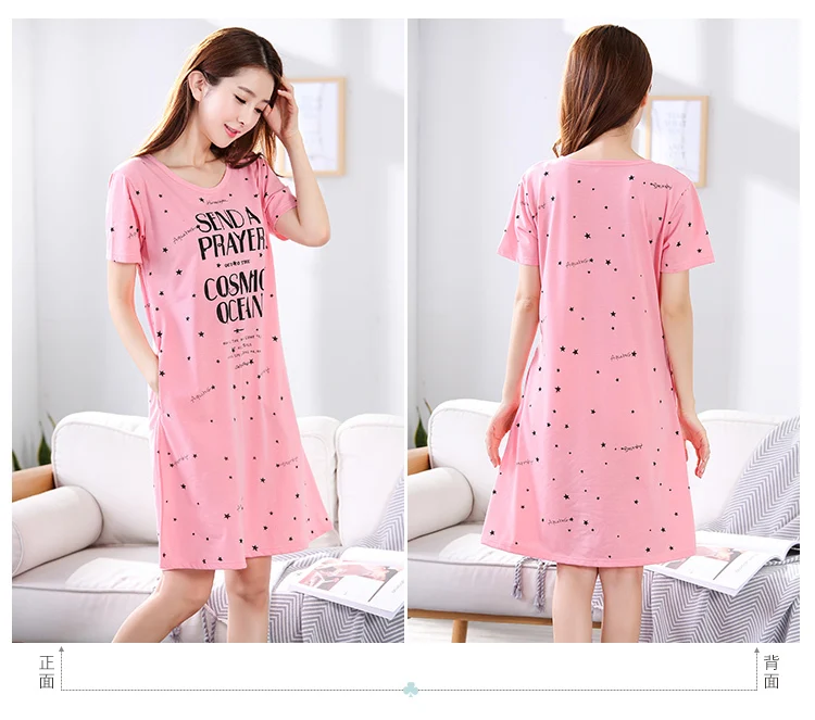 M-5XL, Хлопковая пижама, женская летняя ночная рубашка, Женская хлопковая мультяшная ночная рубашка, сексуальная ночная рубашка размера плюс, домашняя одежда для сна