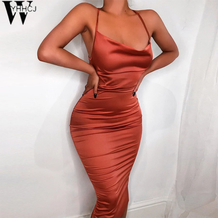 

WYHHCJ 2019 sexy women summer dress backless cross sheath bandage Dress Mid-Calf Club Party Dresses Vestidos