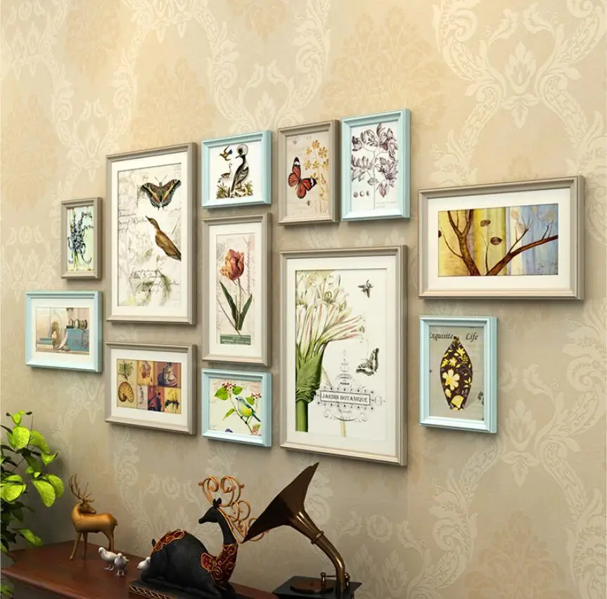 12 Pcs Combination Photo Frames Set Wall Decoration Solid Wood Photo ...