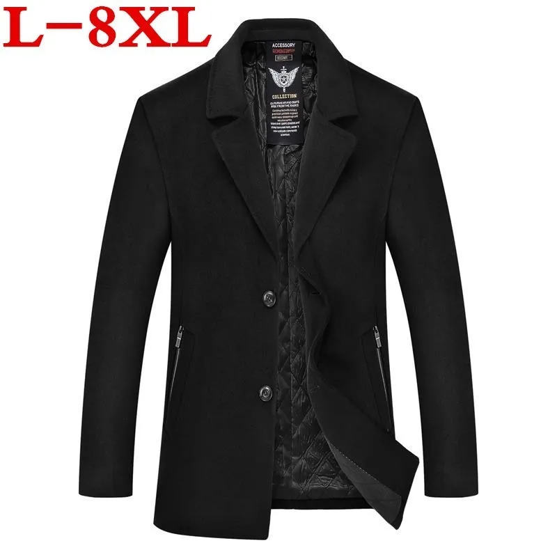 8XL 7XL Winter Overcoat Mens Fashion Boutique Wool Woolen Coats High