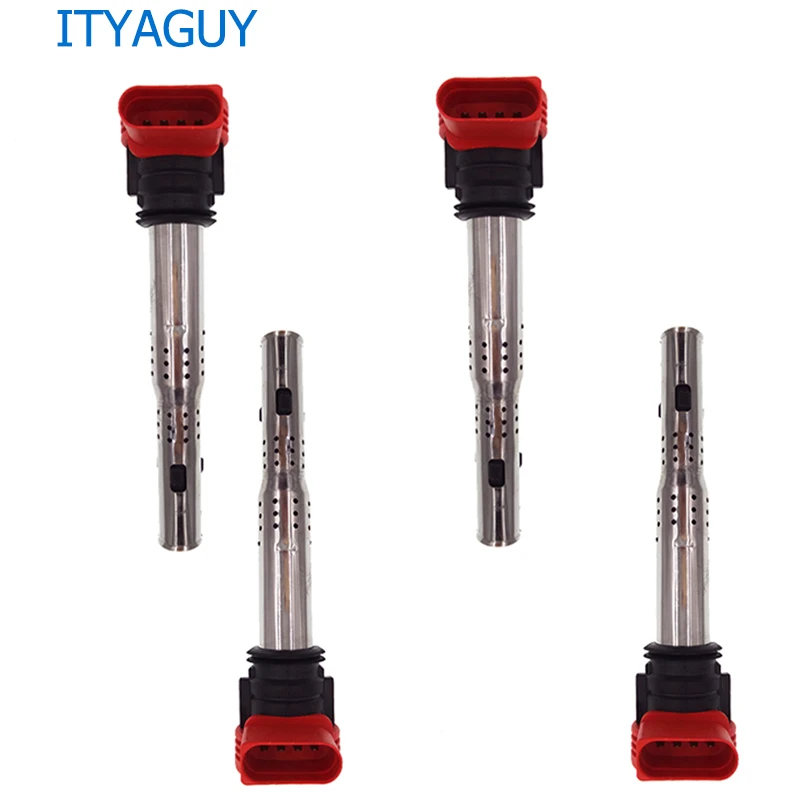 4pcs Ignition Coil Spark Plug Connector Red Ignition Nozzle for Audi A4