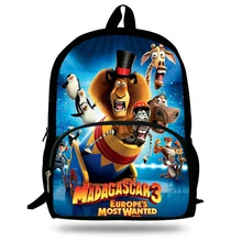 16-дюймовый Mochila сумка «Мадагаскар» с изображением мультипликационных персонажей для детей спальные мешки подарка для От 7 до 13 лет мальчиков школьная сумка для детей школьный рюкзак мочила для eenino