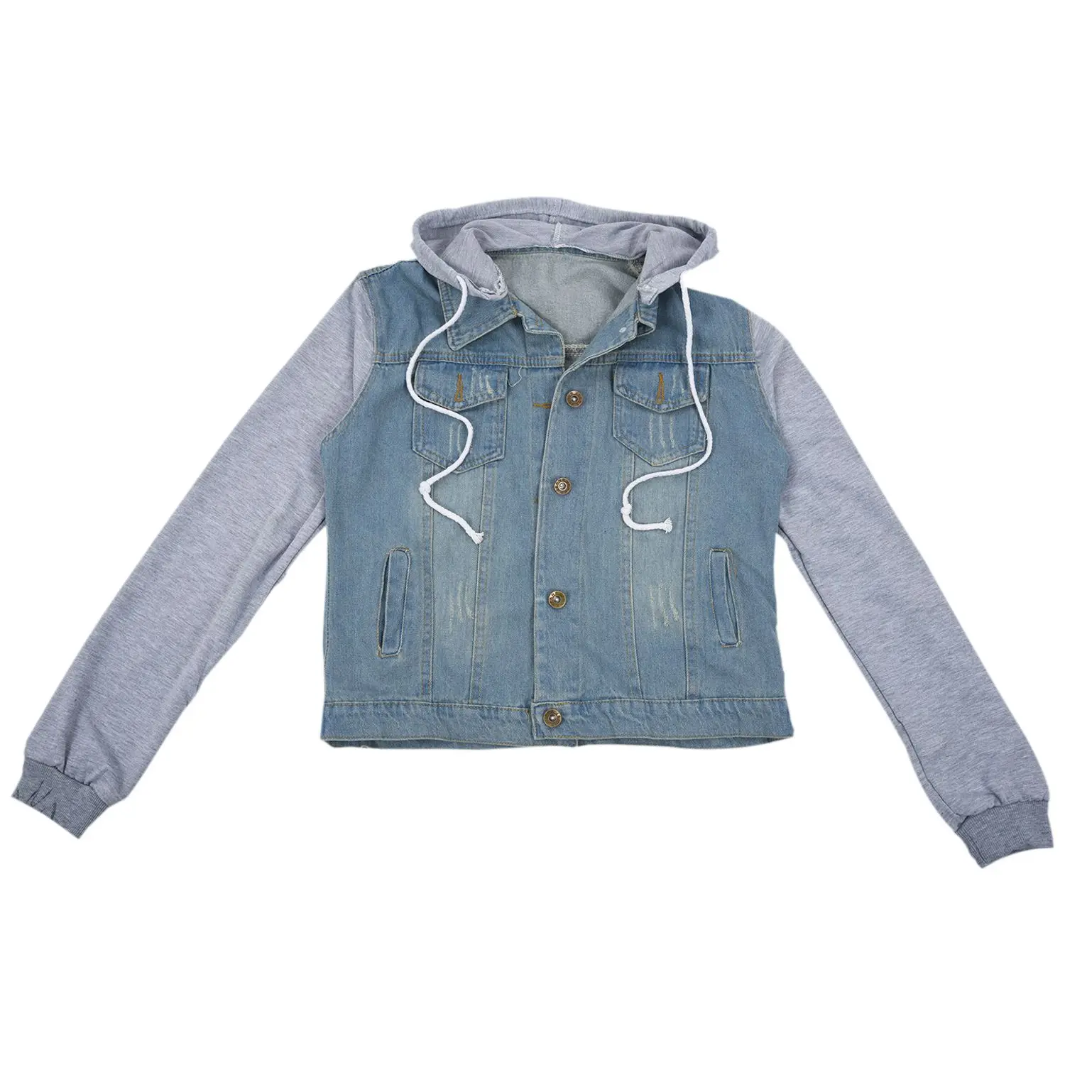 

Women's Denim Hoodie Outerwear Hooded Jeans Coat Jacket