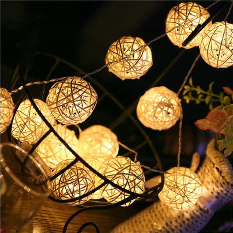 

New Year Decor 1M 3M LED Rattan Ball String Lights Natal Christmas Decorations for Home Christmas Ornaments Adornos De Navidad,Q