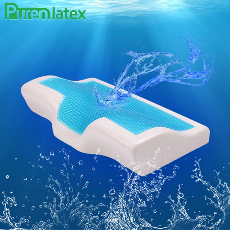 

PurenLatex 50*30 Silicone Gel Memory Foam Pillow Summer Ice Cooling Slow Rebound Pressure Pillow Orthopedic Bedding Sleeping