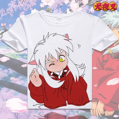 Аниме унисекс Топы Тройник Inuyasha футболка аниме Sesshoumaru короткий рукав Футболка Moneca Stori дышащие мужские и женские футболки