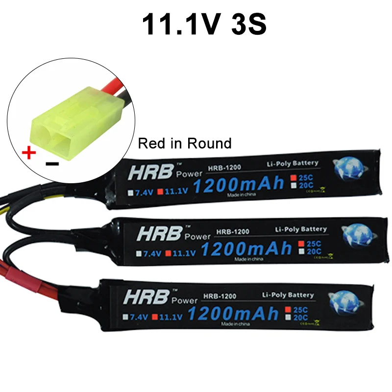 HRB RC Lipo Батарея 2S 3S 7,4 V 11,1 V 1200 мА/ч, 25C Tamiya по супер скидке разъем страйкбол пистолеты безопасная сумка огнеупорный мешок для RC автомобиль радиоуправляемого летательного аппарата fpv - Цвет: 3S F-red in round