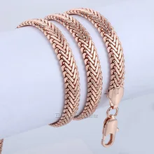 9mm Unisex Mujer Niñas Niños Mens Cola de Zorra Cadena de Serpiente Herringbone Rose Gold Filled GF del Collar de la Joyería Al Por Mayor LGN427