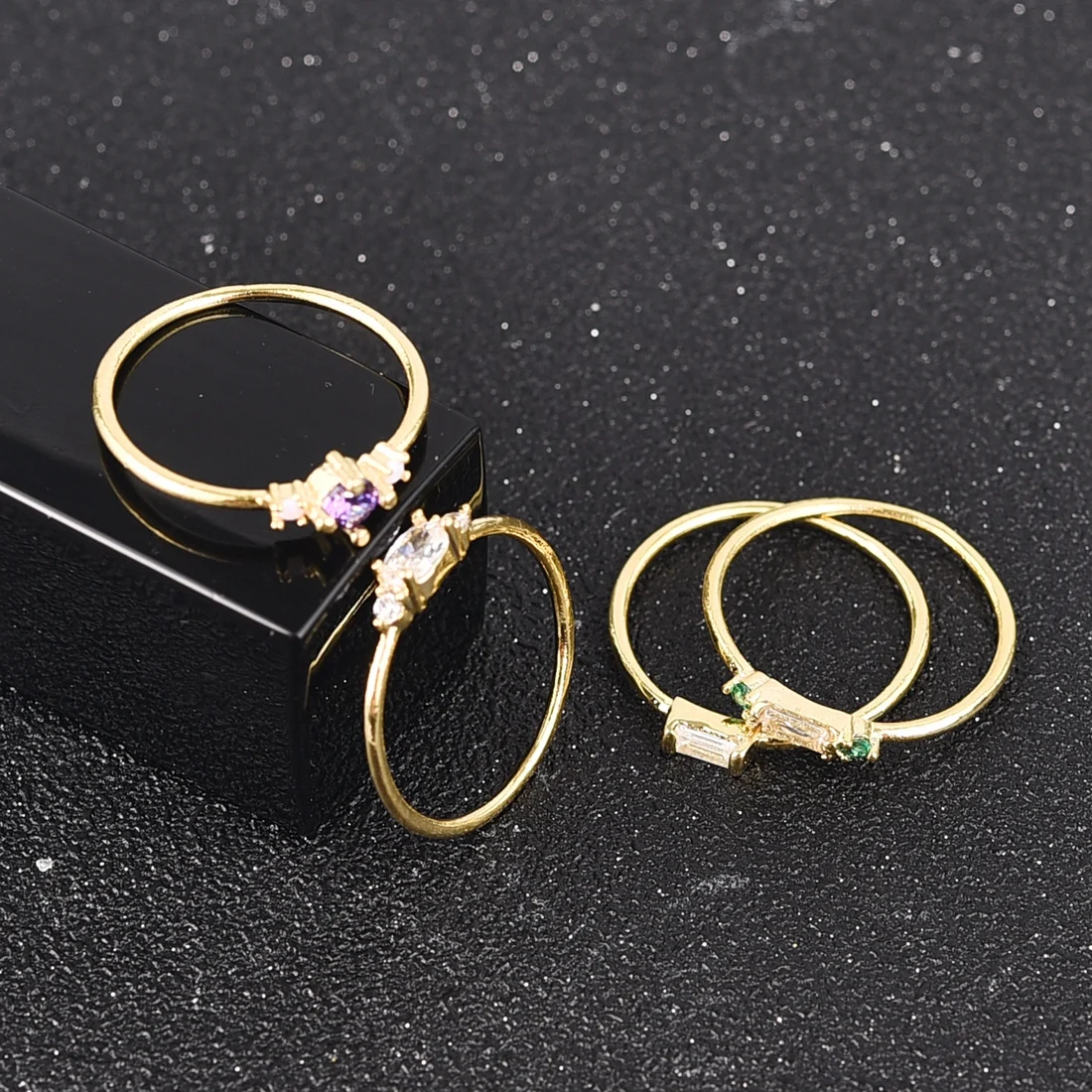 Мода 4 шт./компл. золото Цвет покрытие простые кольца в стиле «Бохо» Для женщин Циркон богемный Обручение кольца