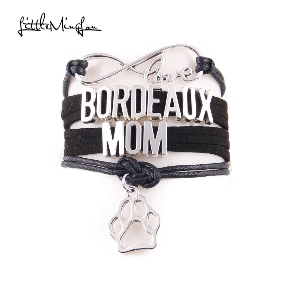 

Little MingLou Infinity love Bordeaux mom bracelet dog paw charm leather wrap bracelets & bangles for women jewelry