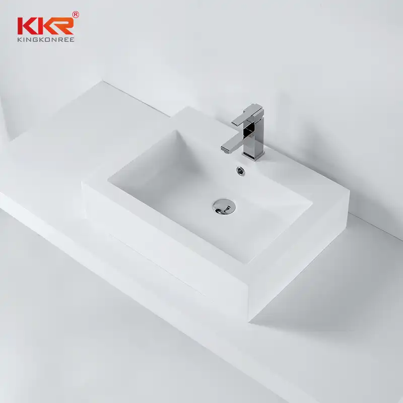 Kkr Solid Surface Material Artificial Stone Countertop Wash Basin