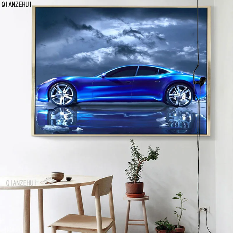 QIANZEHUI Стразы DIY пластиковые изделия алмазная синяя Автомобильная живопись