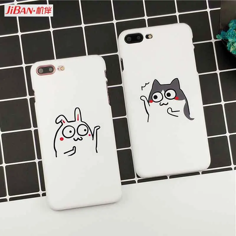 JIBAN Funny Sneaky dancing cat Phone Case for iPhone X 6 6s 6plus 7plus 8 plus Luxury Hard PC Cute Cartoon Couples Back Cover | Мобильные