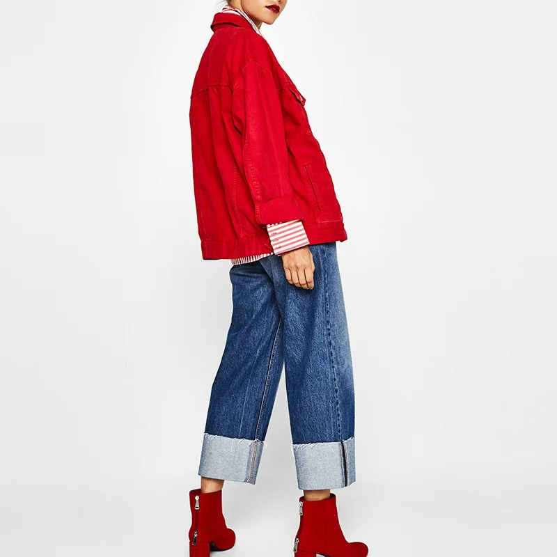 New  Women Ooversized boyfriend Denim Jackets Solid 2018 Spring Streetwear Solid Jeans Jackets Women Den