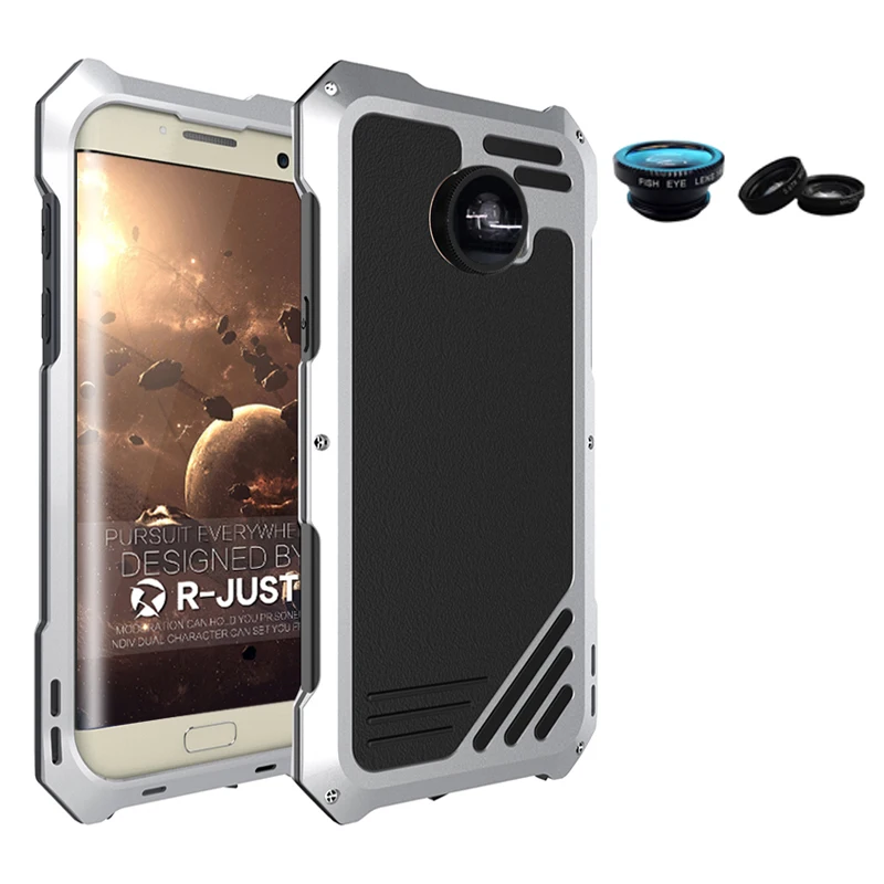 

For Samsung Galaxy S7 S7 Plus Dual Camera Lens Case Fisheye Wide Angle Macro Lens Metal + Silicone Waterproof Cover Case S7 Edge