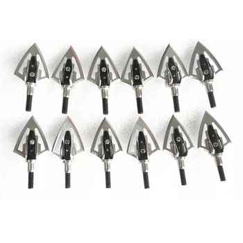 

12Pcs Archery Black Fight Broadheads 100 grain 6 sharp Blade Hunting Arrow Point