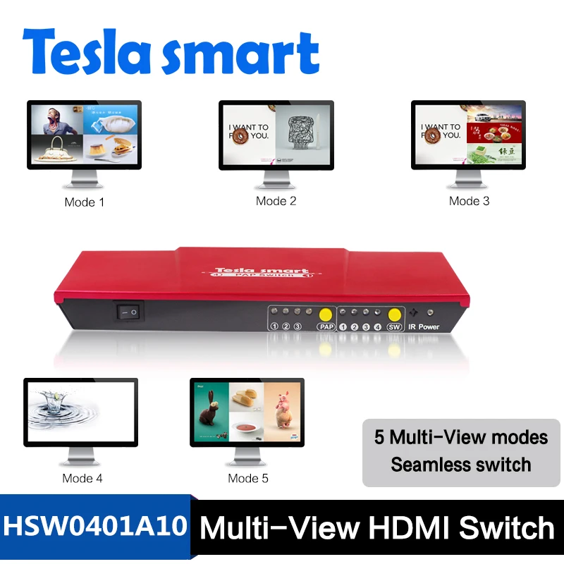 Tesla smart New High Quality 4x1 HDMI Switch Support 1080P