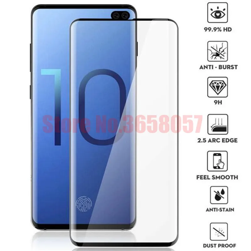 100 шт DHL 3D полное изогнутое Круглое закаленное стекло для Samsung Galaxy S10 + lite Защитная