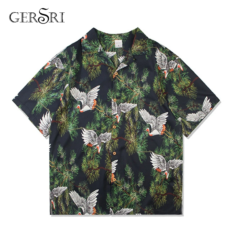 

Gersri Fashion Summer Mens Short Sleeve Shirts Hip Hop Streetwear Hawaiian Beach Casual Floral Shirts Regular Mens Clothing