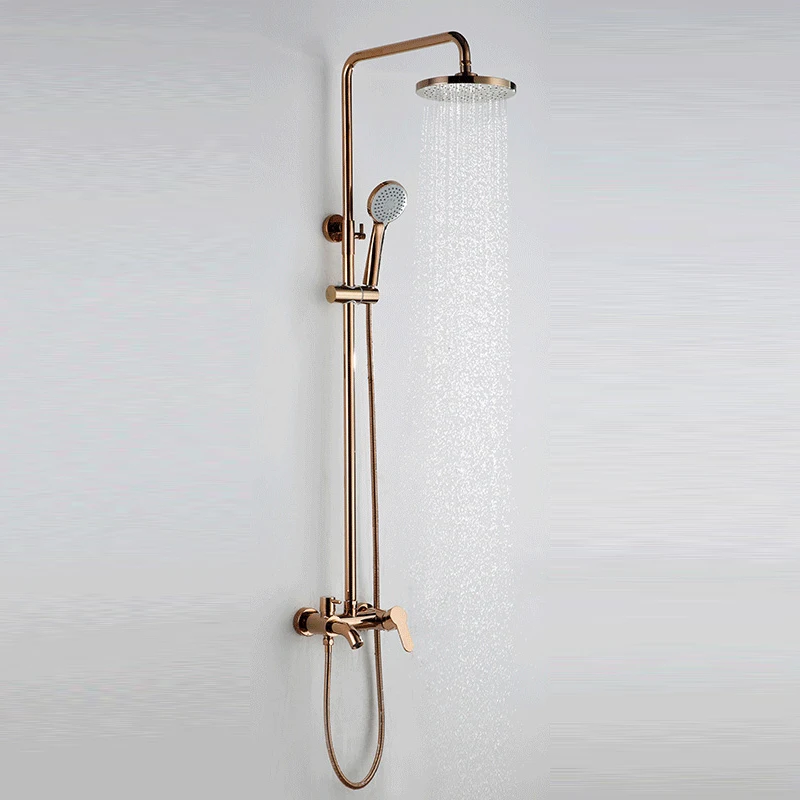 

all copper gold all three big shower rose gold flower asperse shower faucet set suit black hot and cold mixer shower bath tap