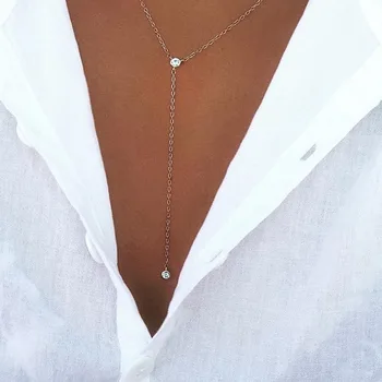 

2016 summer style Y design necklace pendant charm CZ SILVER color gold choker necklace women jewelry