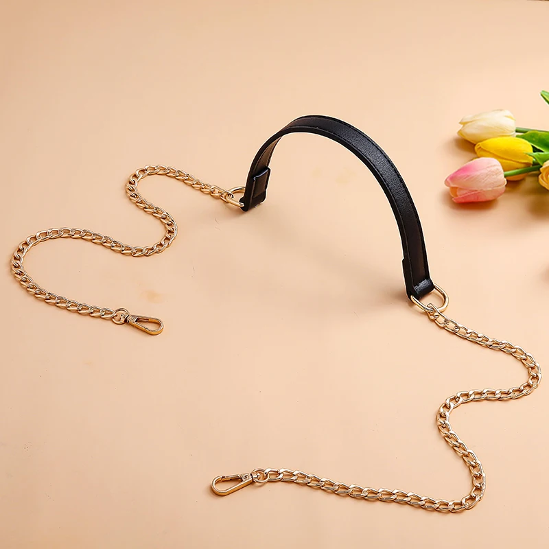 Women's Bag Chain Bag Strap Bag Shoulder Strap Accessories Shoulder Slung Metal Chain Bag with Leather Chain Wide Shoulder Strap