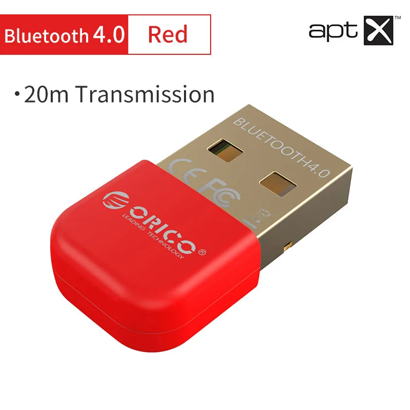 ORICO беспроводной USB Bluetooth компьютерный адаптер 4,0 aptx Bluetooth ключ музыкальный передатчик звуковой приемник Bluetooth адаптер - Цвет: Red