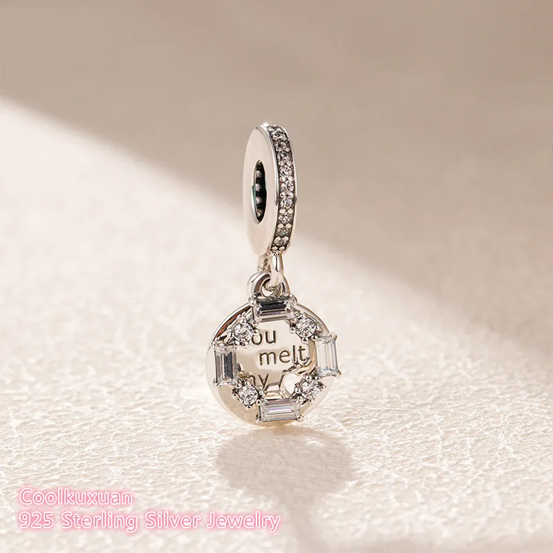 

100% 925 Sterling Silver Ice Carving Dangle Charm, Clear CZ beads Fit Original Brand Charms Bracelet DIY jewelry 2018 Winter