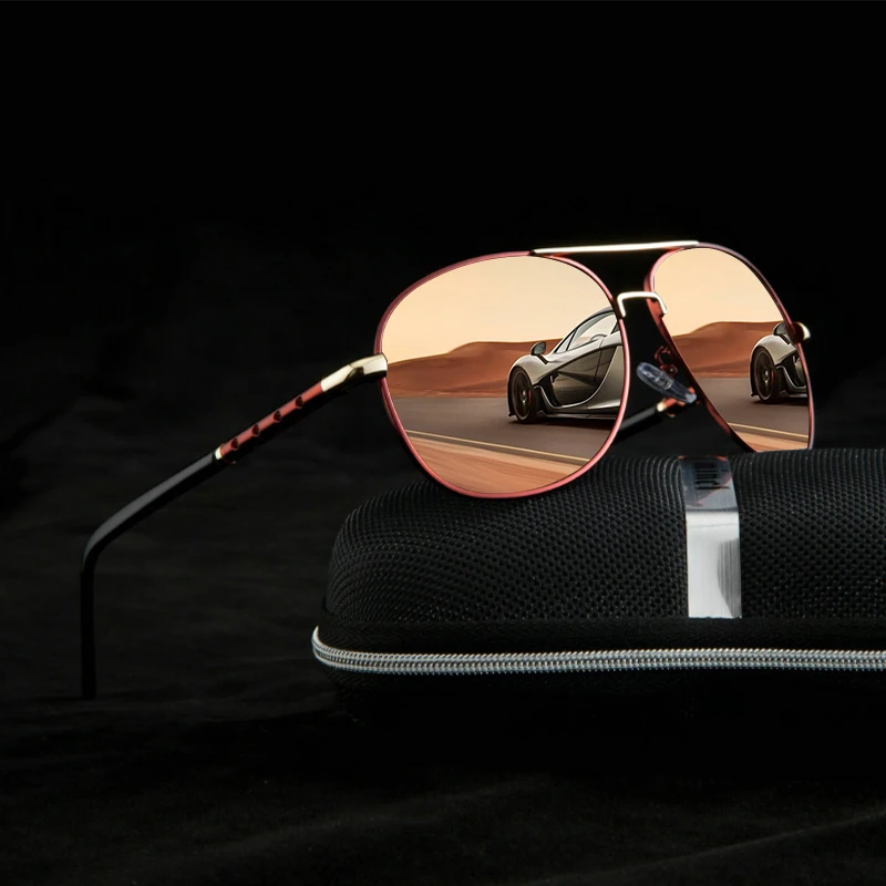 

Original Brand Design Sunglasses Men Polarized Glasses Driver Driving Mirrors Oval Alloy Vintage Male Luxury Sun Glasses