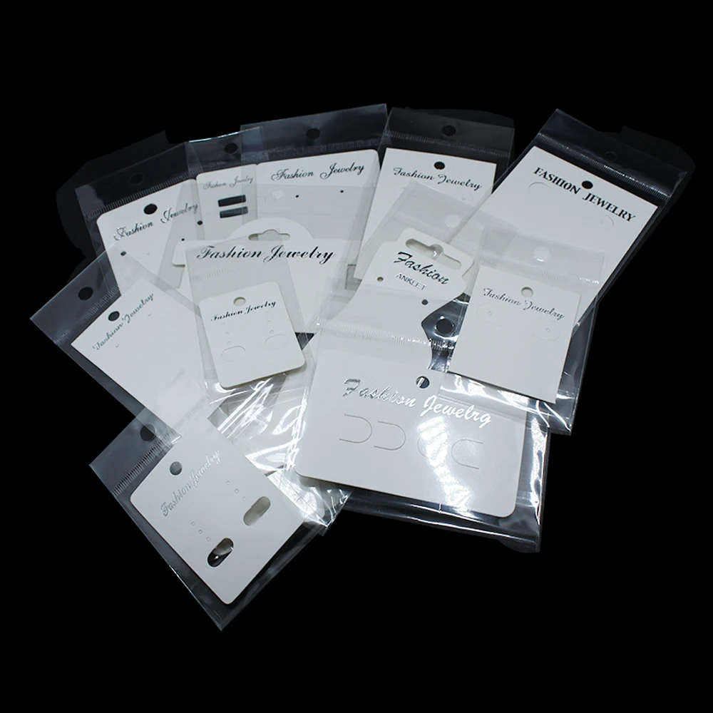

300Pcs Clear OPP Bag Paperboard Card Tag Set Jewelry Display Pack Gift Bags For Necklace Bracelet Anklet Pendant Packaging