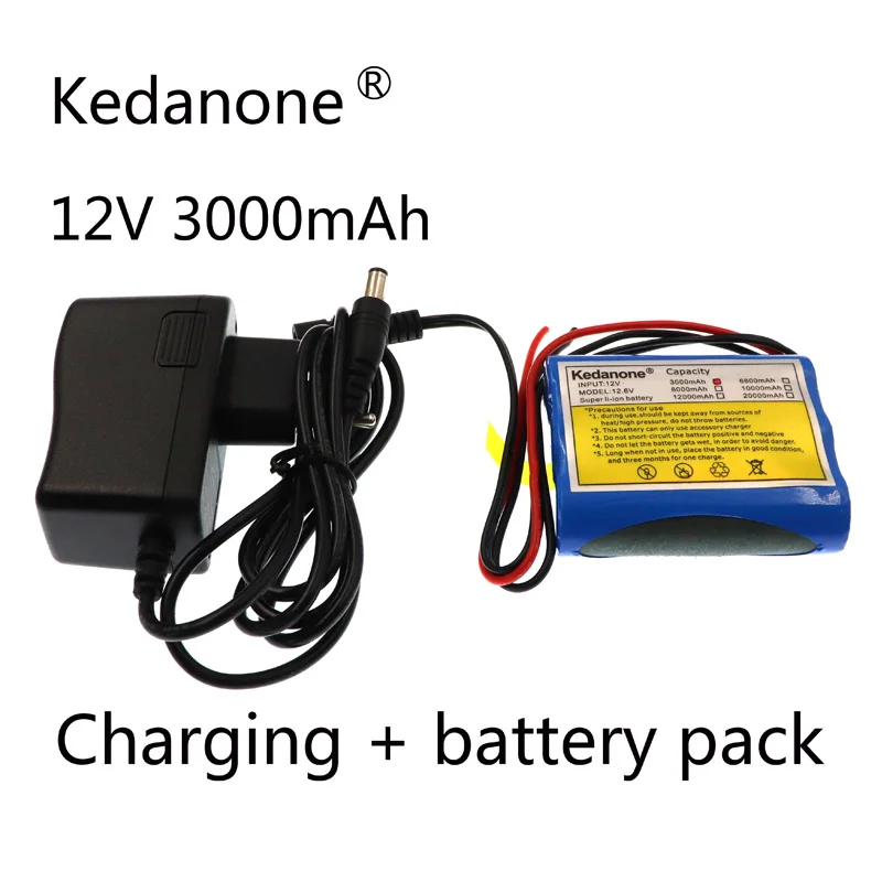 Charger and 3000mAh Аккумулятор 12 в 3000 мАч 18650 литий-ионная аккумуляторная батарея для камеры видеонаблюдения 3 А батареи+ зарядное устройство 12,6 в 1 А - Цвет: Charger and 3000mAh