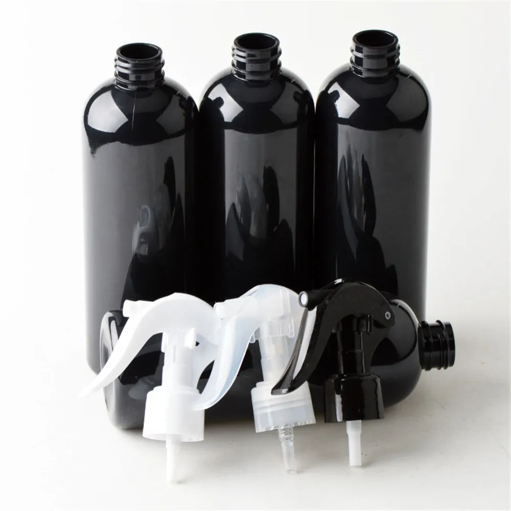 6ps lot 300ml Travel Shower Black Plastic Spray Bottles With Ergonomic Trigger Sprayer Refillable Bottle Support 5