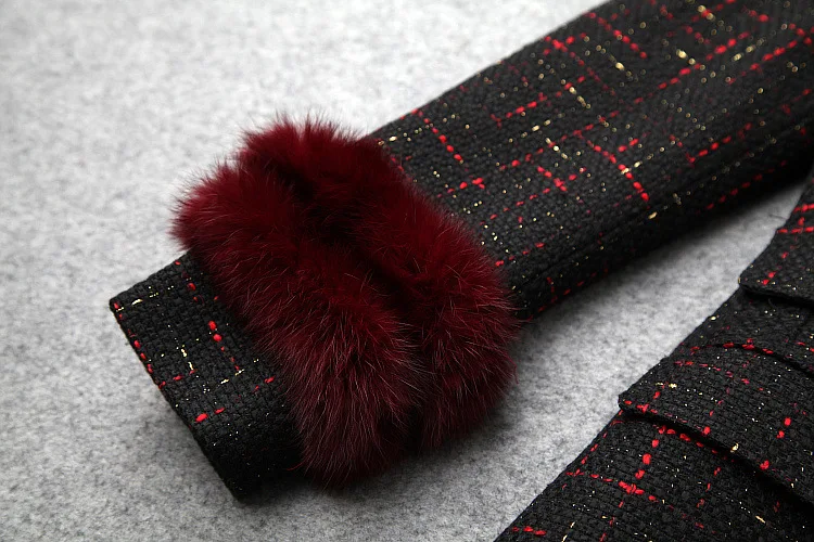 Lapin Américain Manches Boutonnage Cheveux De 2018 Nouvelle Vêtements Manteaux Double Tweed Femmes Longue Et Couture D'hiver Européen À PwS5qCzP