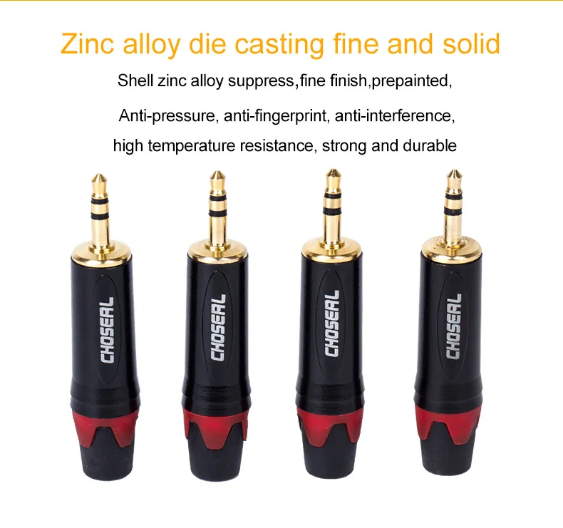 Ouvido 3.5mm Jack Adaptador 24K Gold-Plated Cabo AUX 3 Pin Conector De Solda