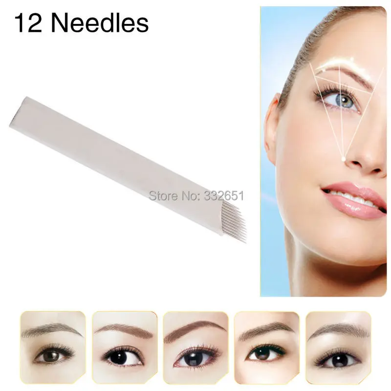 

CHUSE Manual Microblading needes S12 Tattoo Pen Needle For Eyebrow Eyeliner Lips Permanent Makeup Tattoos 100pcs 12Pin