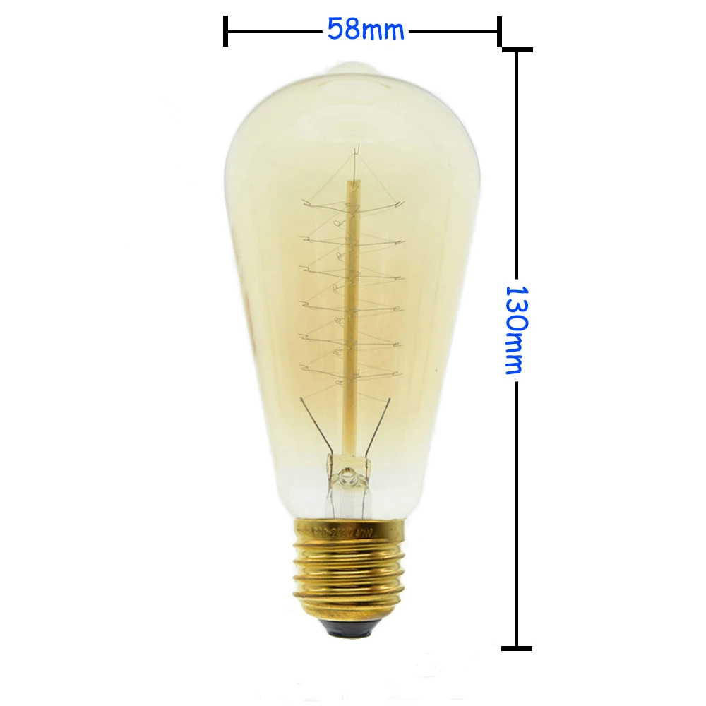 Накаливания Винтаж лампы 40 W 220 V Ретро Эдисон ST64 Рождественская елка свет лампы накаливания декоративные лампы освещения