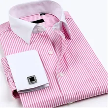 Neue mens Patchwork streifen langarm-shirt hochwertigen Business Französisch manschettenknöpfe Tuxedo kleid shirts baumwolle männlichen bluse shirt