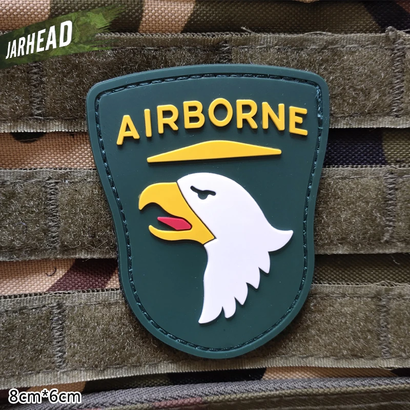 101st Airborne Division военные ПВХ нашивки липучка резиновая нашивка Тактический значок индивидуальность для кронштейн одежда - Цвет: Зеленый