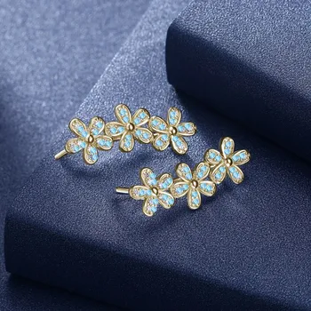 

2020 Fashion jewelry 925 silver Zircon Earrings Female Crystal from Swarovskis Woman Sweet and romantic gifts
