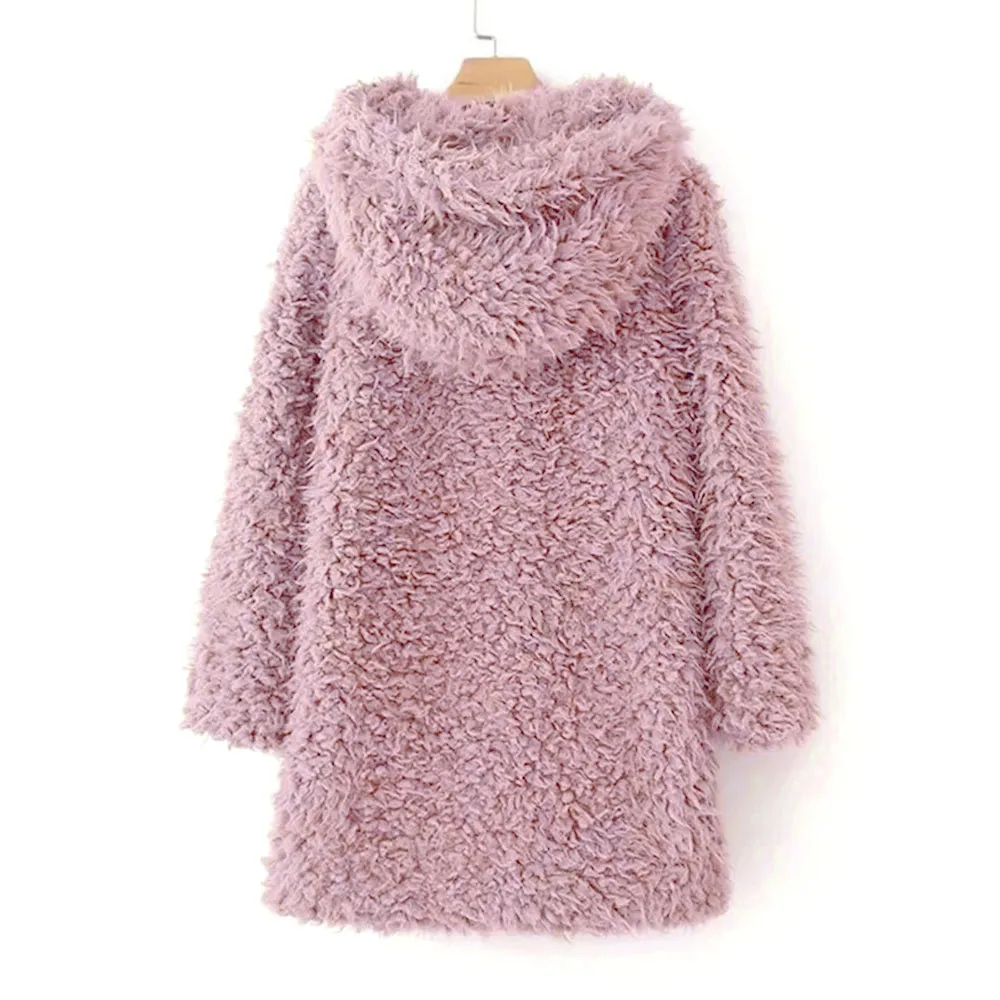 Женская зимняя мода, пальто из искусственной шерсти, утепленная хлопковая теплая куртка с отворотом, зимняя верхняя одежда, большие размеры, Прямая поставка