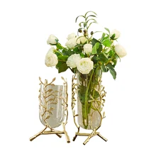 Аксессуары для дома металлическая стеклянная ваза для кухонного стола украшение Американский свет роскошные современные украшения для гостиной