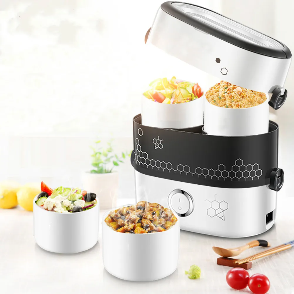 

MINI Stew Rice Cooker Steamer Heating Electric Thermal Lunch Box 4 Ceramics Food Container Warmer Meal Heater Lunchbox 1.5L