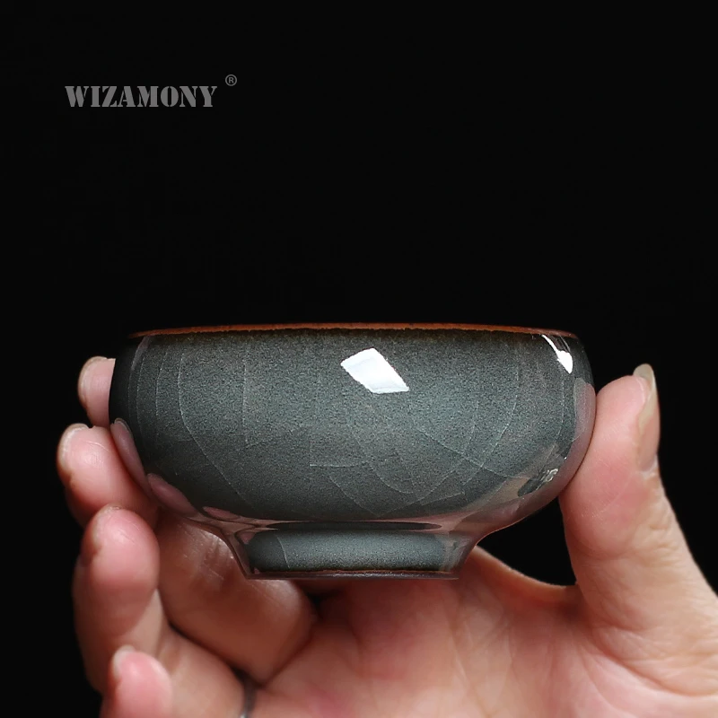Wizamony 1 шт. ручной работы лунцюаньский Селадон посуда для напитков чайный сервиз чайная чашка чайный горшок чайная чашка Железный корпус кракелюрная глазурь китайский фарфор