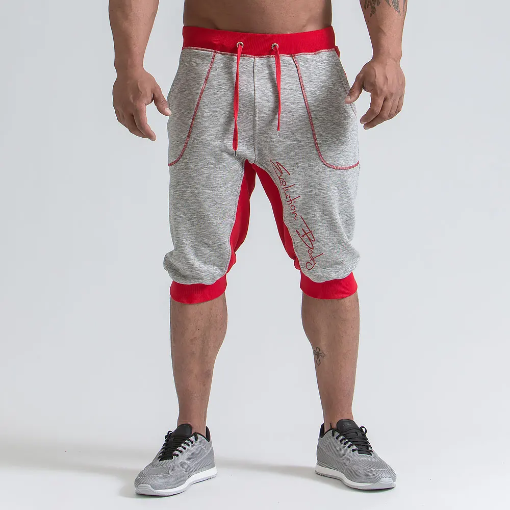 Summer men Leisure Men Knee Length Shorts Color Patchwork Joggers Short Sweatpants Trousers Men Bermuda Shorts roupa masculina