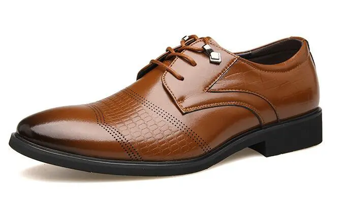 Большие размеры оксфорды Мужская обувь из натуральной кожи туфли свадебные туфли бизнес на шнуровке с острым носком на плоской подошве Большие размеры 38-48 AA-17 - Цвет: Коричневый