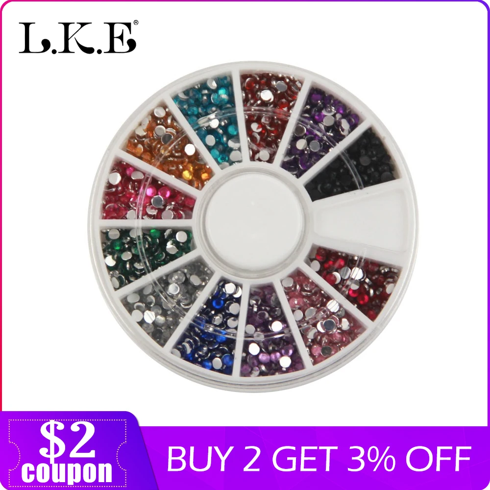 

LKE Nail Art Rhinestones Gems Picking Pencil Crystal Picker Wax Pencil Nail Art Tools 12 Color Circle Beads Nail Art Rhinestones