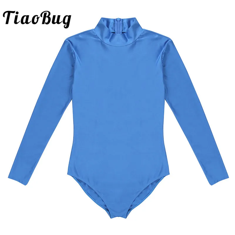 

TiaoBug Mens One-piece Long Sleeve Stand Collar Stretch Solid Bodysuit Jumpsuit Sexy Men Leotard Cosplay Costume Zentai Clubwear
