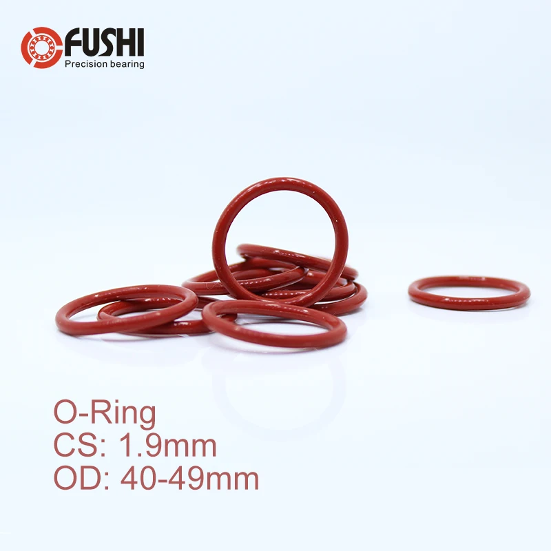 

CS1.9mm Silicone O RING OD 40/41/42/43/44/45/46/47/48*1.9 mm 50PCS O-Ring VMQ Gasket seal Thickness 1.9mm ORing White Red Rubber