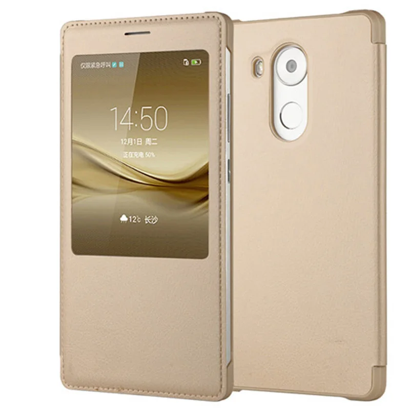 Чехол LEPHEE для huawei mate 8 9, чехол для huawei Ascend mate 8, золотой жесткий чехол на заднюю панель с окошком, кожаный чехол s для huawei mate 8 10 - Цвет: Gold